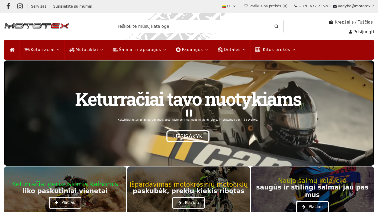 Mototex.lt – Atnaujintas pirmasis puslapis